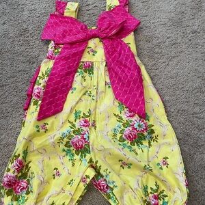 Caden Lane Yellow and Pink Floral Jumpsuit